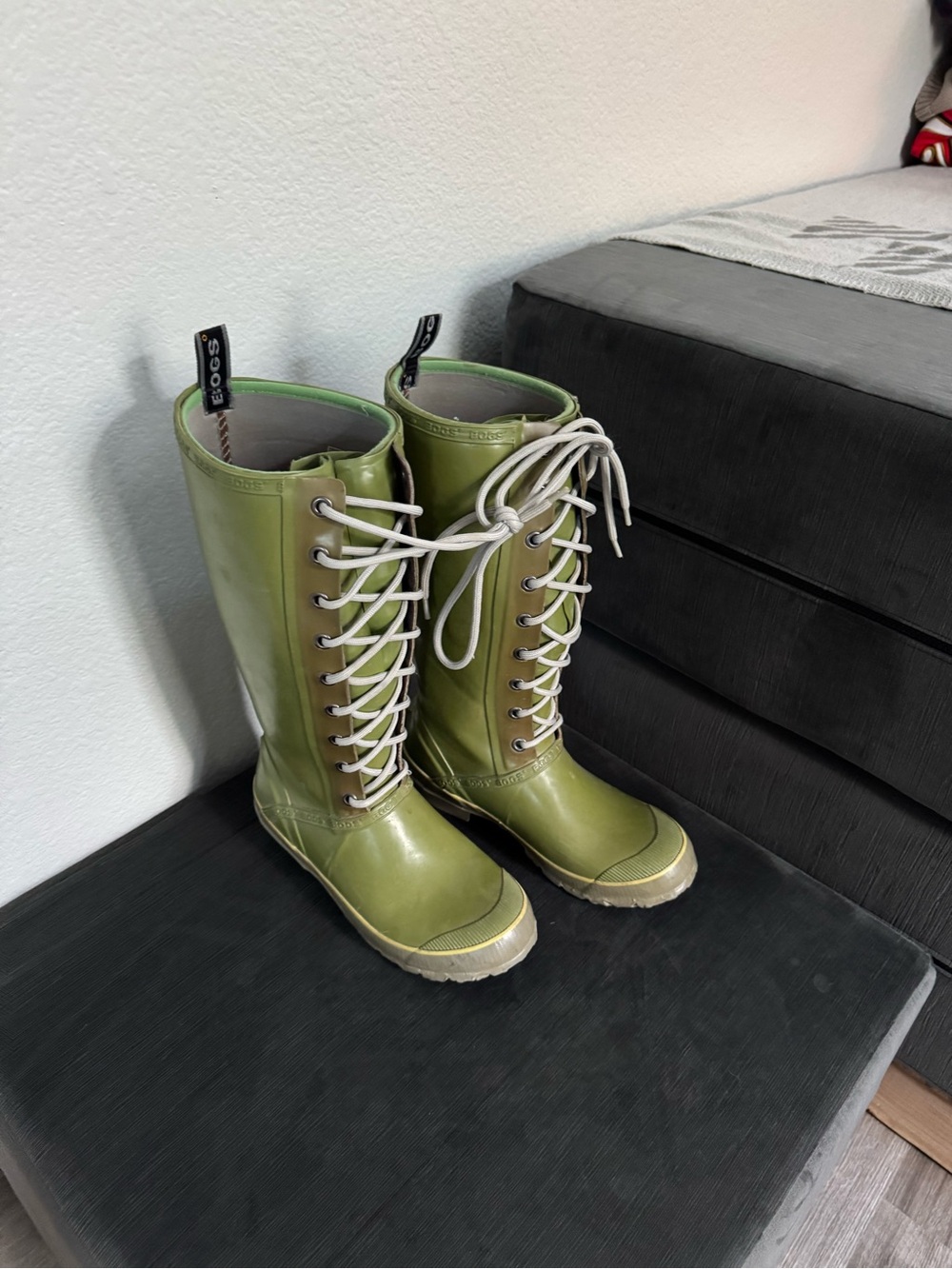 Bogs Women's Elyse Green Lace-Up Rain Boots